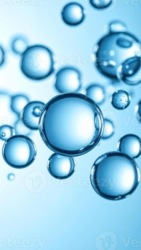 Bubbles Floating in Clear Blue Water Creating a Serene Underwater Atmosphere photo
