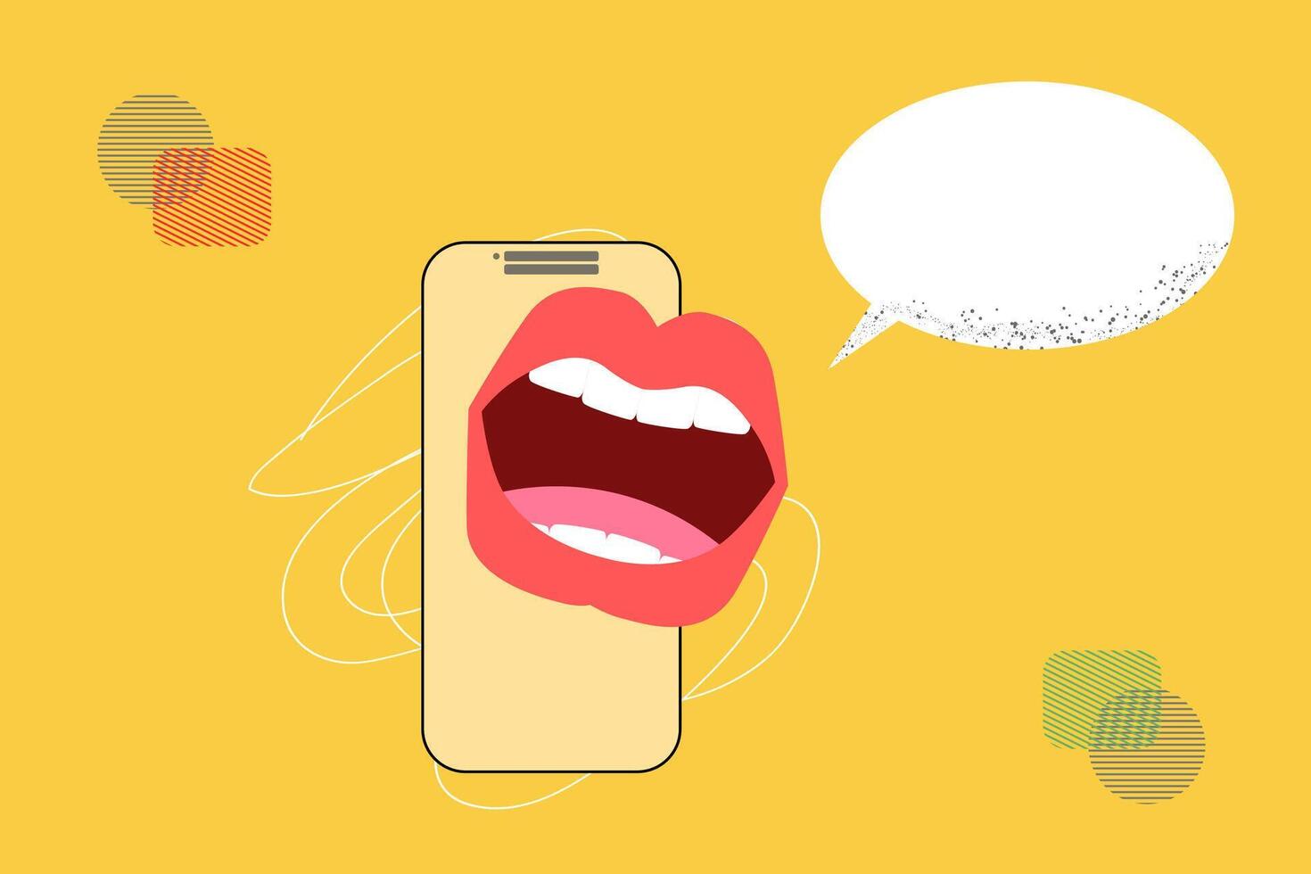 Big mouth talk with Blank bubble talk or comment. Concept of career, promotion, communication, news, infographic. vector