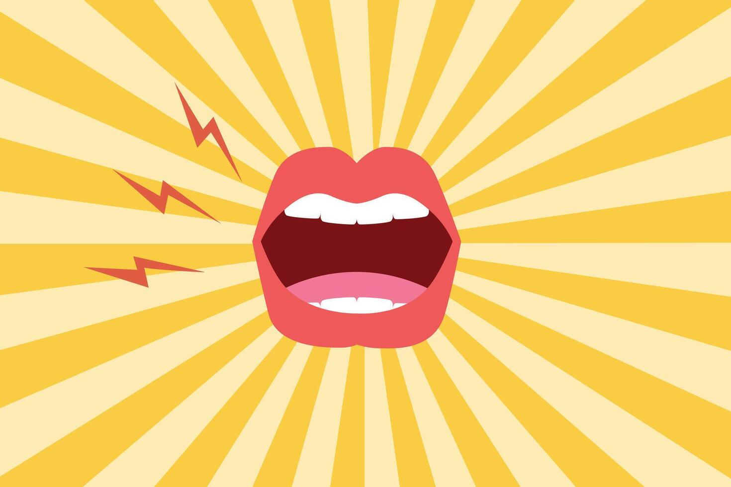 Mouth shouting angry. Symbol of warning, danger, screaming. vector