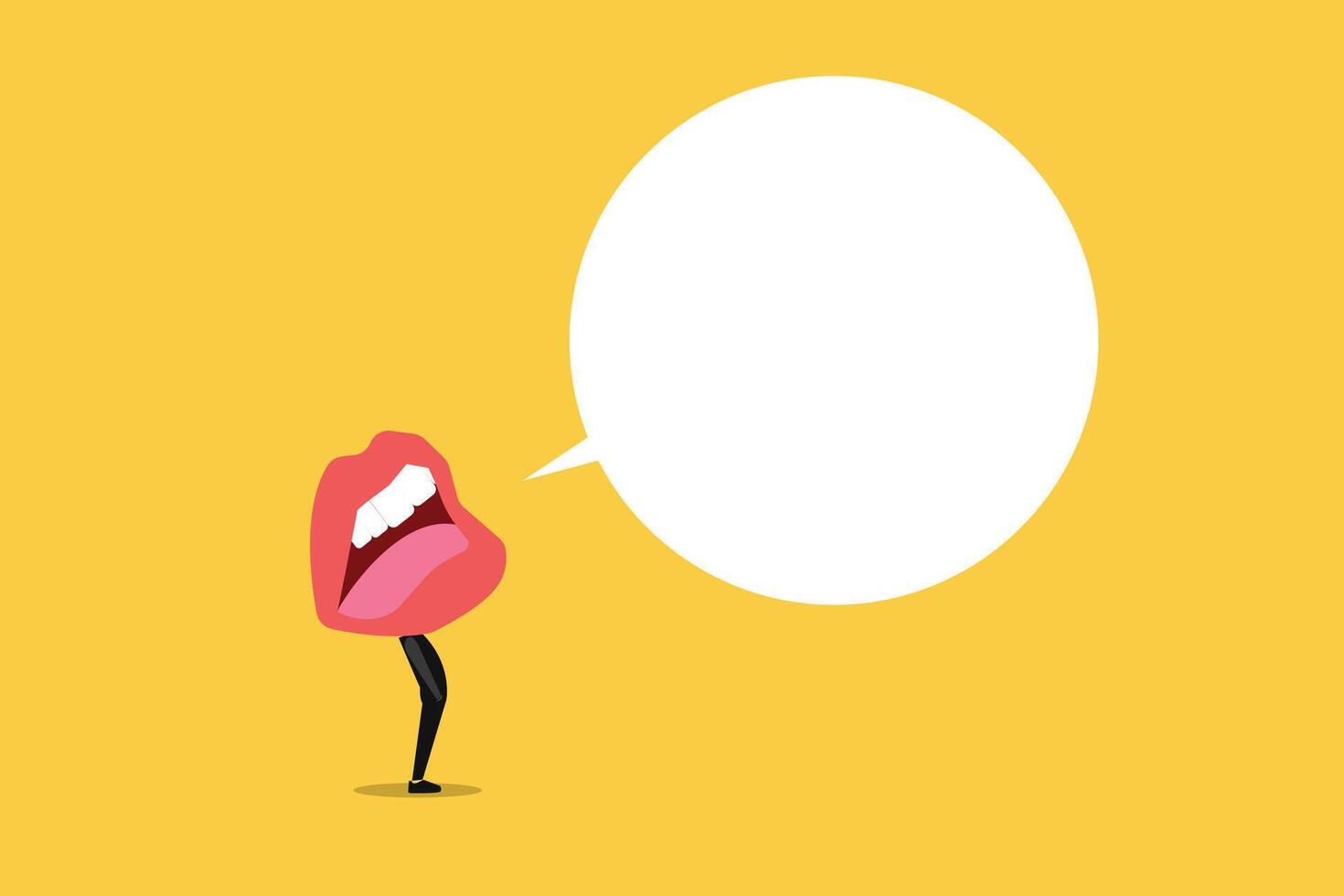 Big mouth talk with Blank bubble talk or comment. Concept of career, promotion, communication, news, infographic vector
