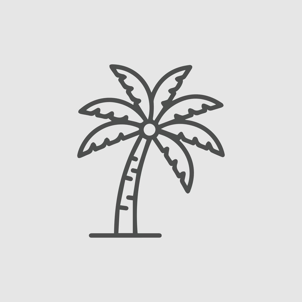 Simple line drawing of a palm tree icon vector