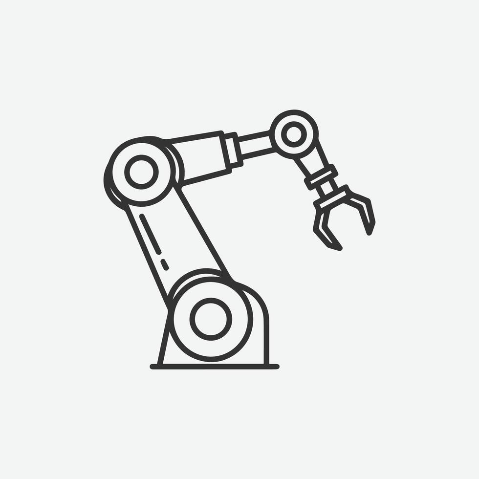 Robotic arm line art icon industrial automation vector