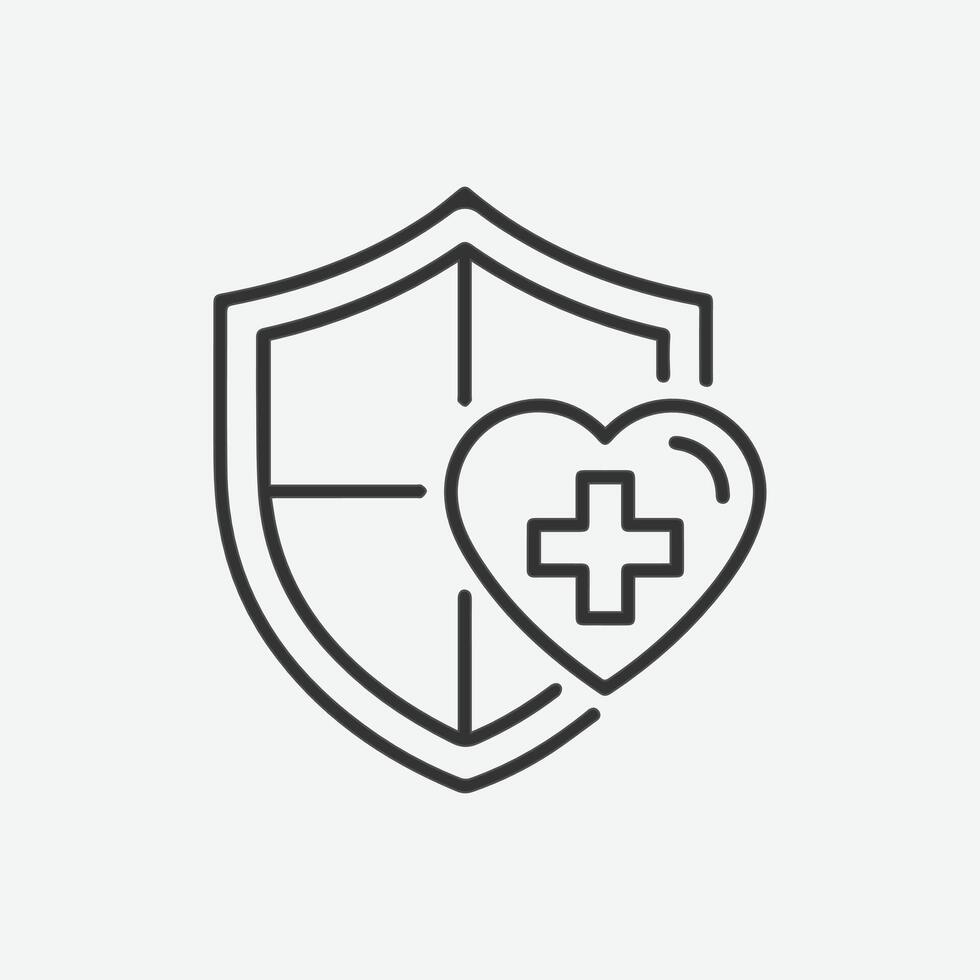 Heart health protection shield icon graphic vector