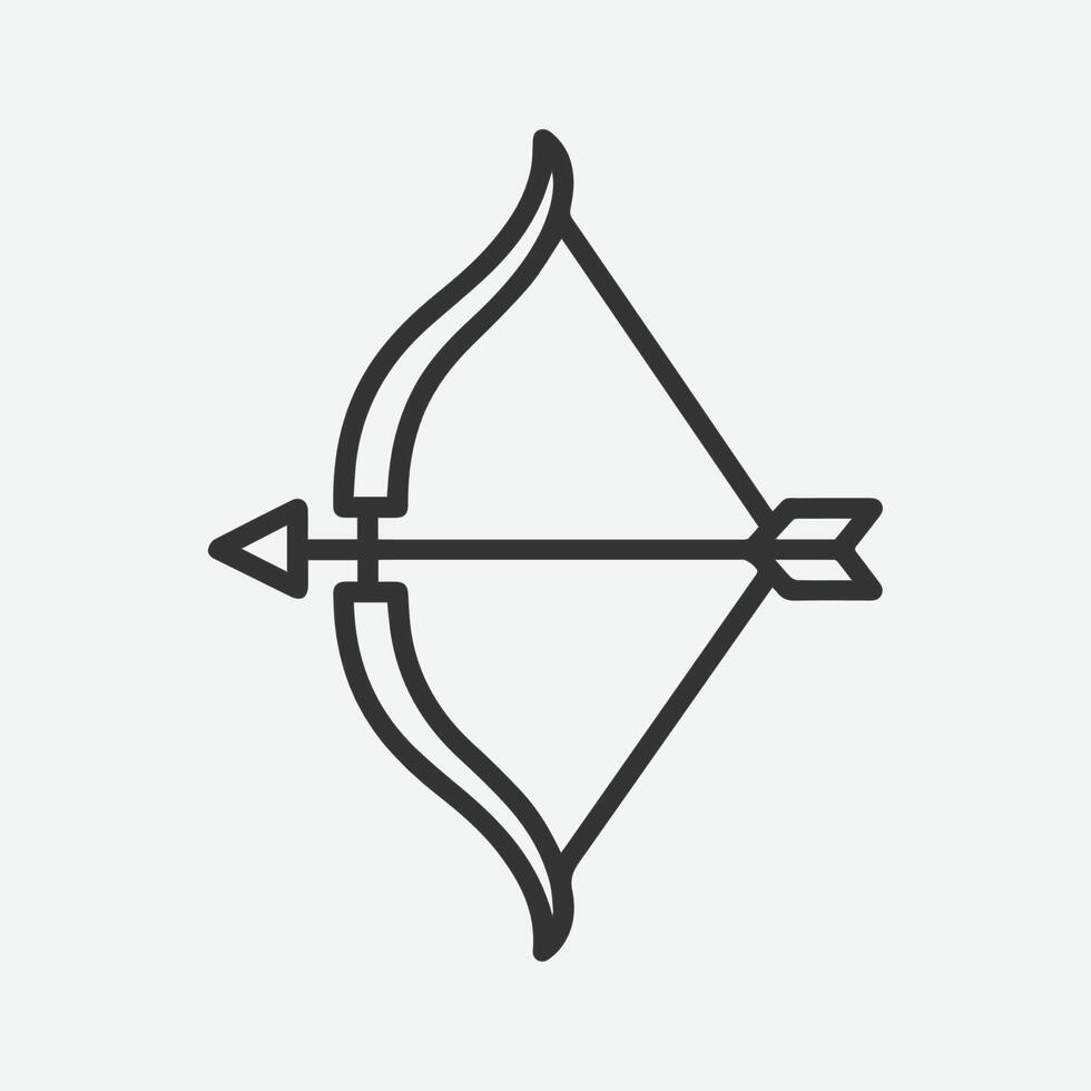 Simple line art bow and arrow icon vector
