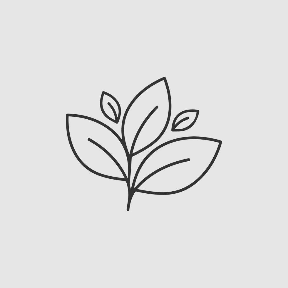 Simple line art leaf branch design element vector