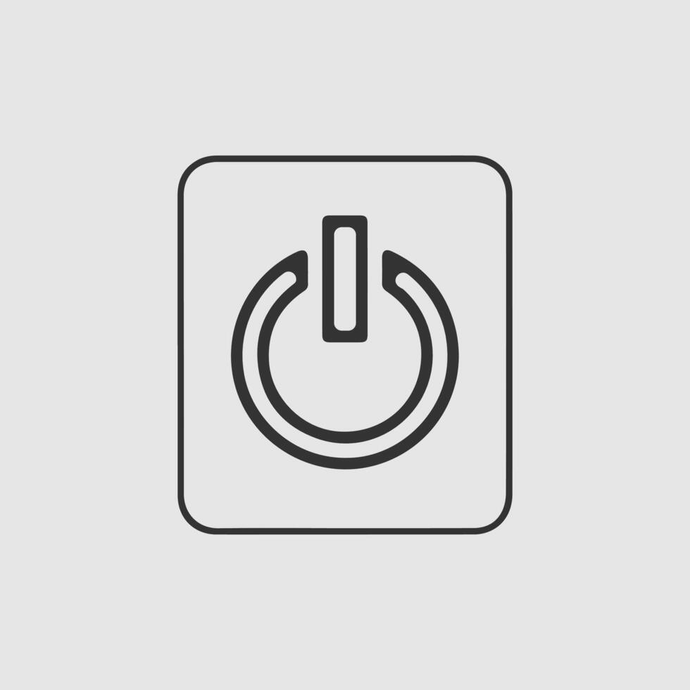 Simple power button icon in square frame vector