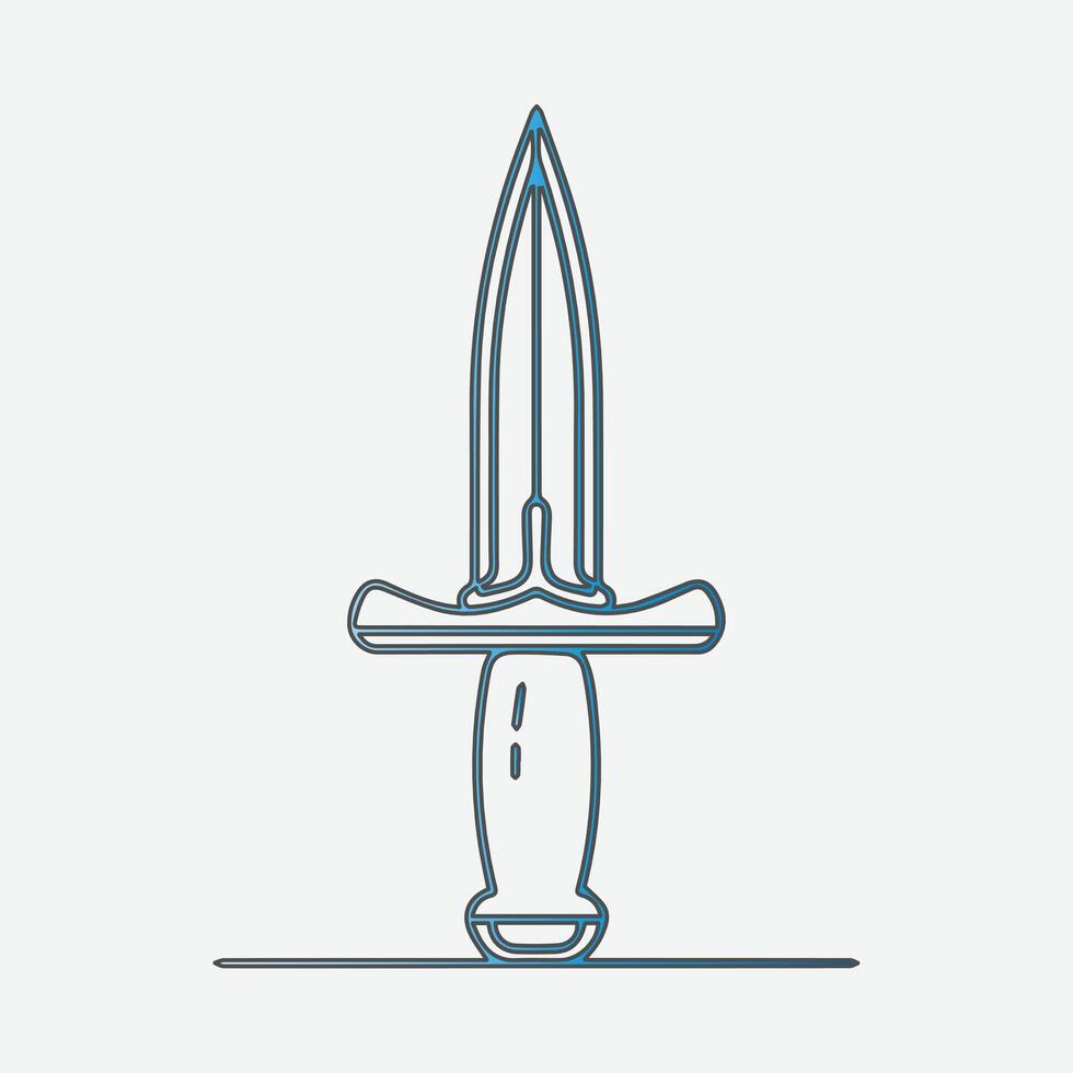 Simple line drawing of a medieval dagger vector