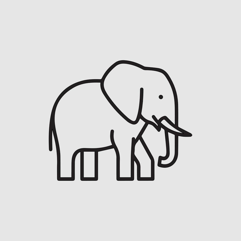 Simple line art illustration of an african elephant vector
