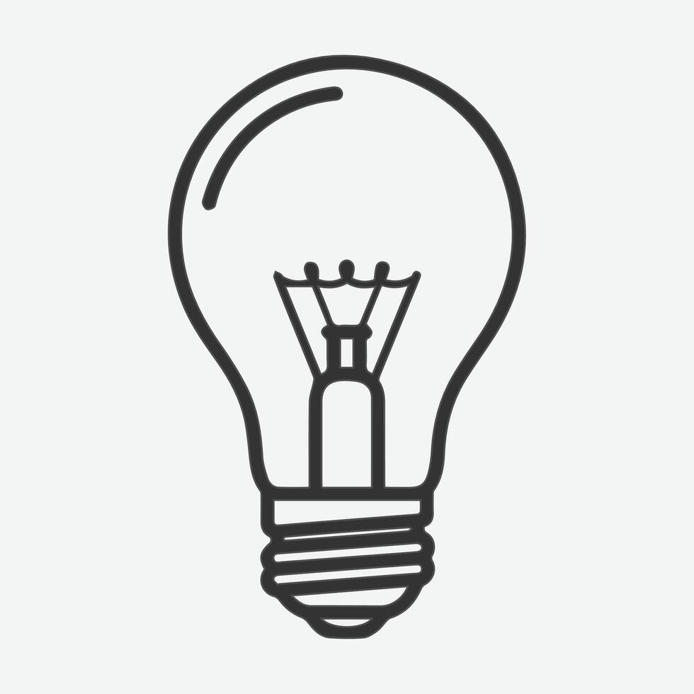 Simple line drawing of a light bulb icon vector