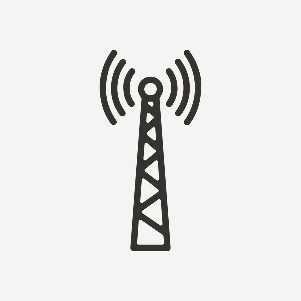 Communication tower icon wireless network signal vector