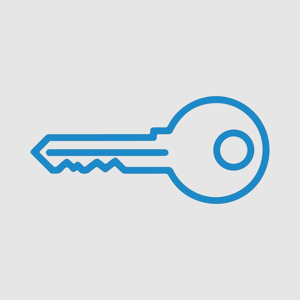 Simple blue line key icon graphic design vector