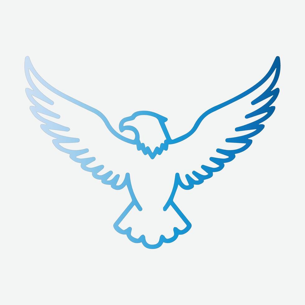 Blue gradient eagle wings spread wide design vector