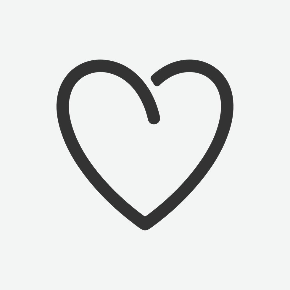 Simple hand drawn heart outline icon vector
