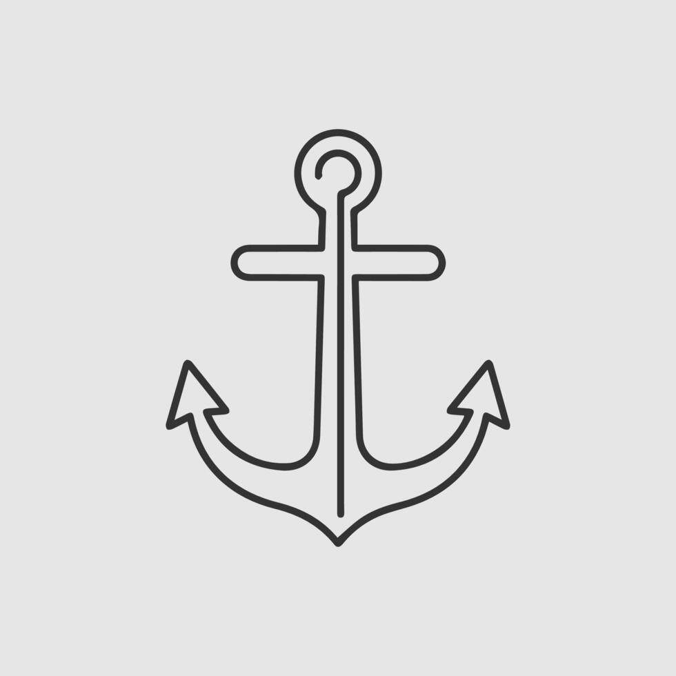 Simple line art anchor icon graphic design vector