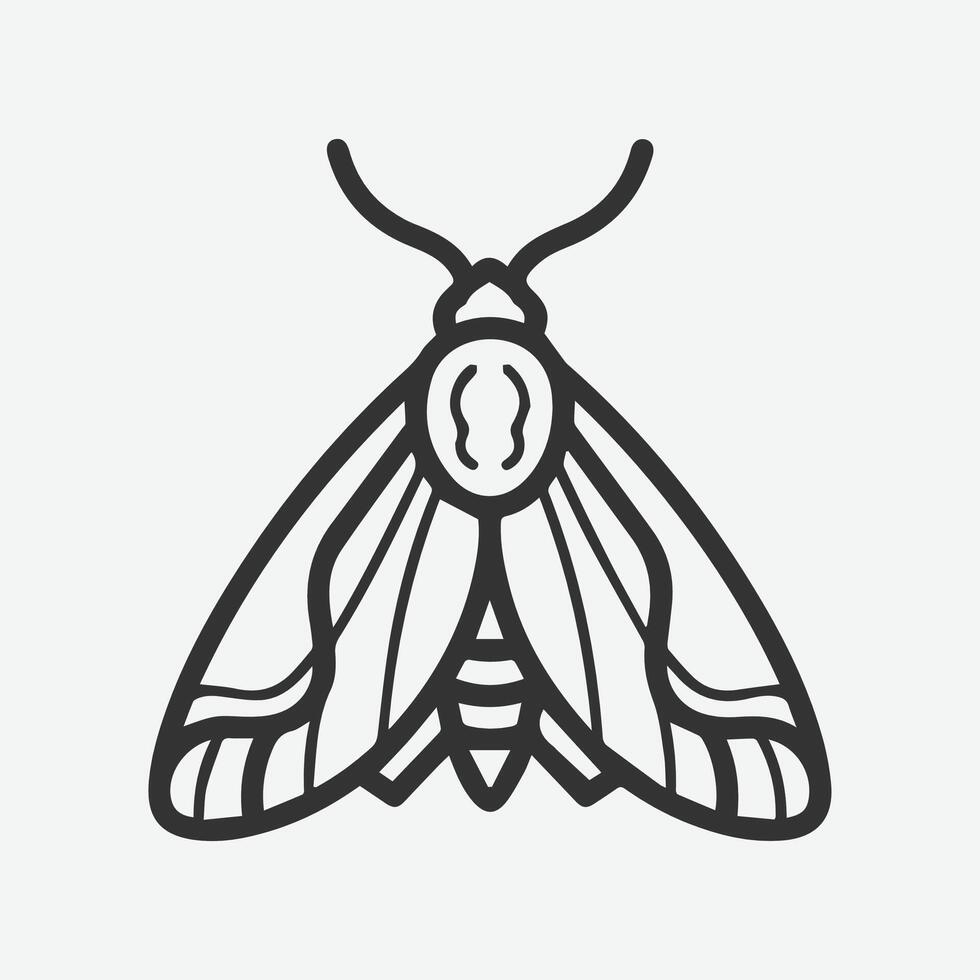 Line art moth illustration simple design vector