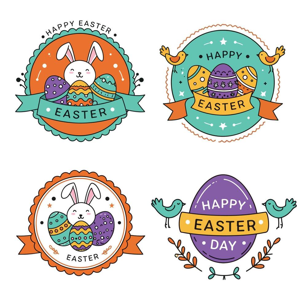 Easter badges set vector