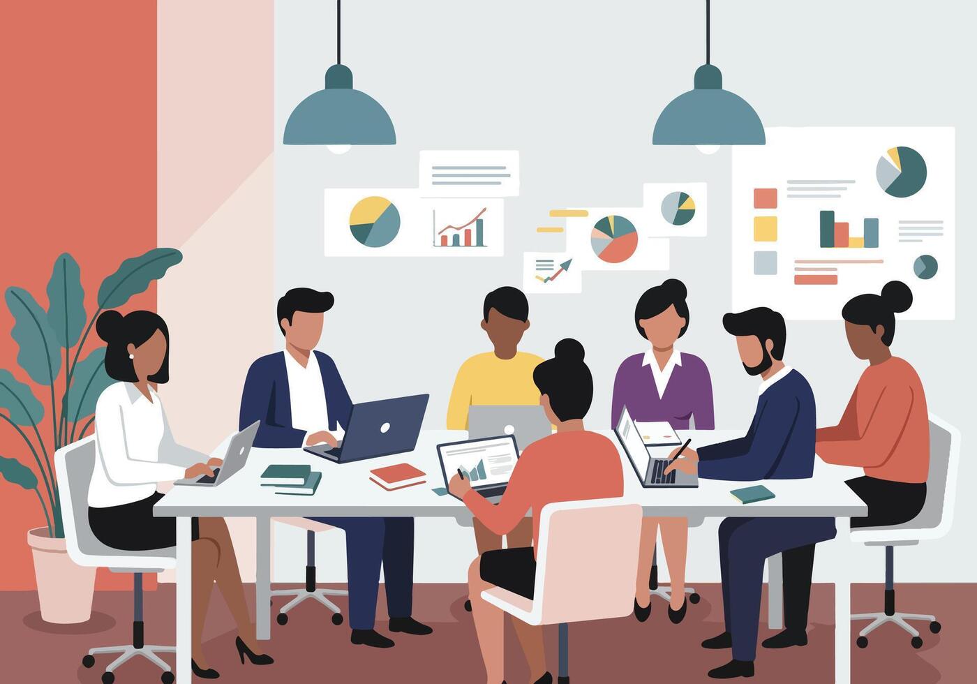 Business people working in a meeting room vector