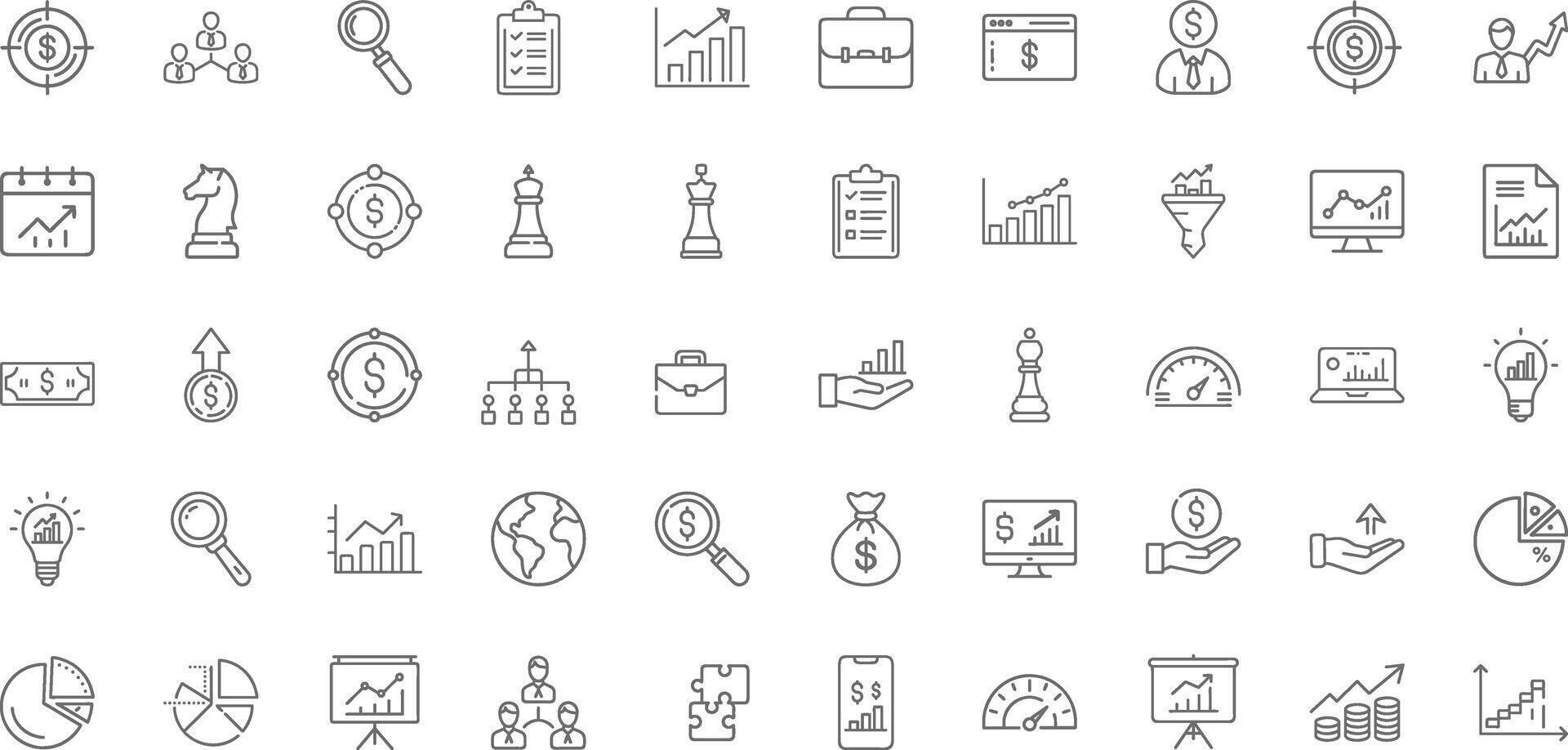 Business Growth And Analytics Icons Set Related Diagrams, Graphs, Financial Profits, Progress, Pictograms Infographics And More vector
