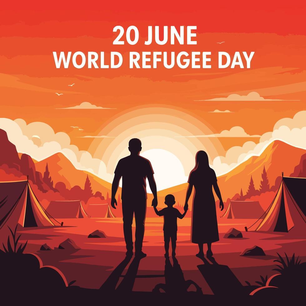 World refugee day concept illustration vector