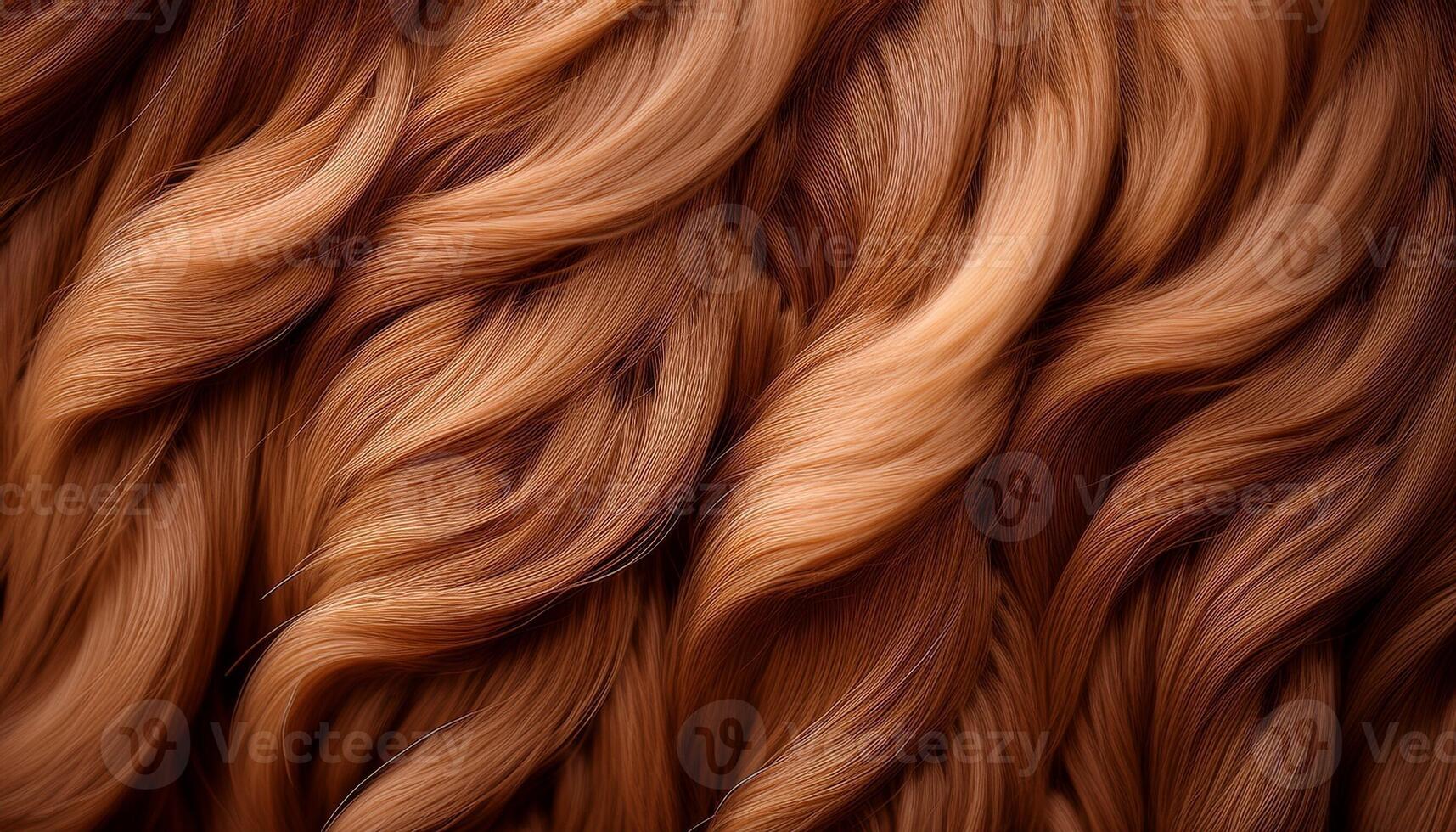 Flowing Wavy Hair in Warm Shades Captured in Close Detail Showing Texture and Movement photo
