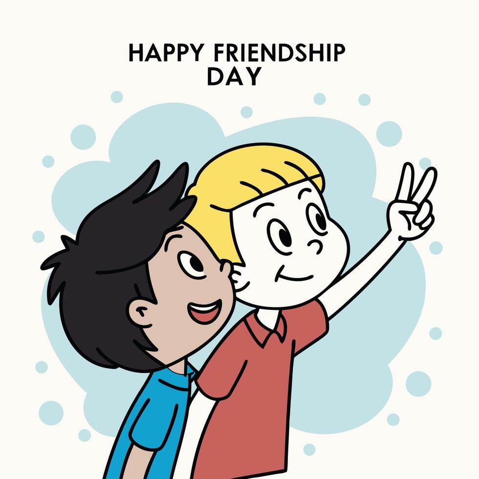 Smiling Boys in Colorful Shirts Celebrating Friendship Day Together vector