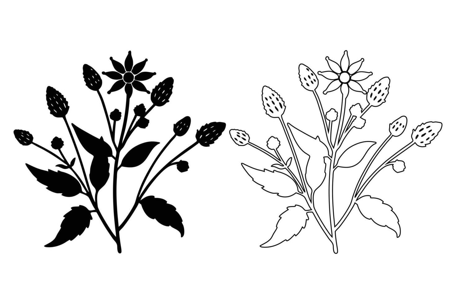 Healthy Mustard Leaf and Pod Silhouette Art vector