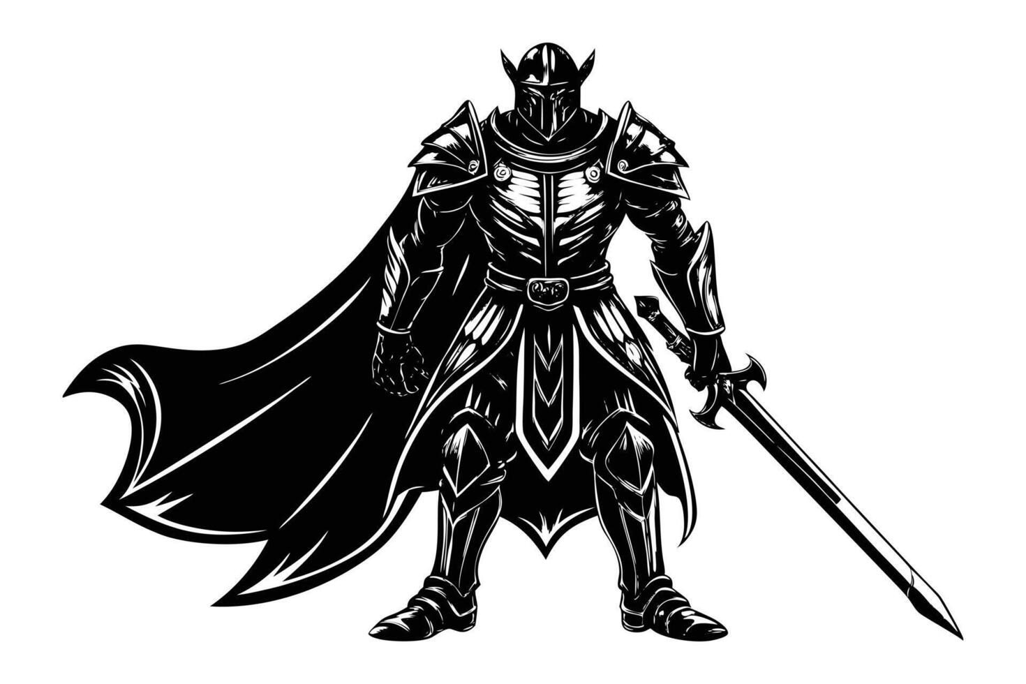 RPG Character Silhouette Set in Black Color vector