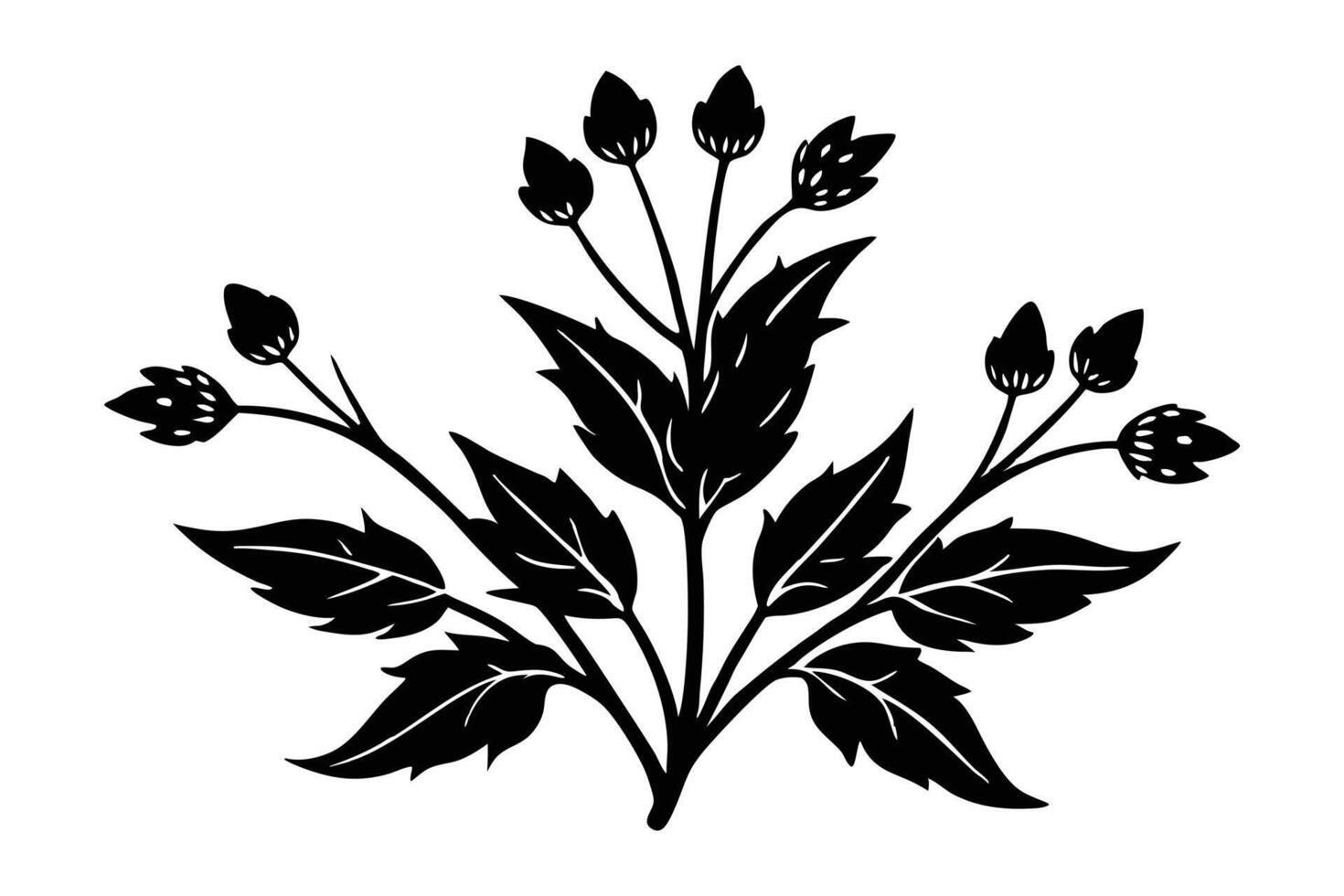 Minimal Mustard Plant Shape in Black Color vector
