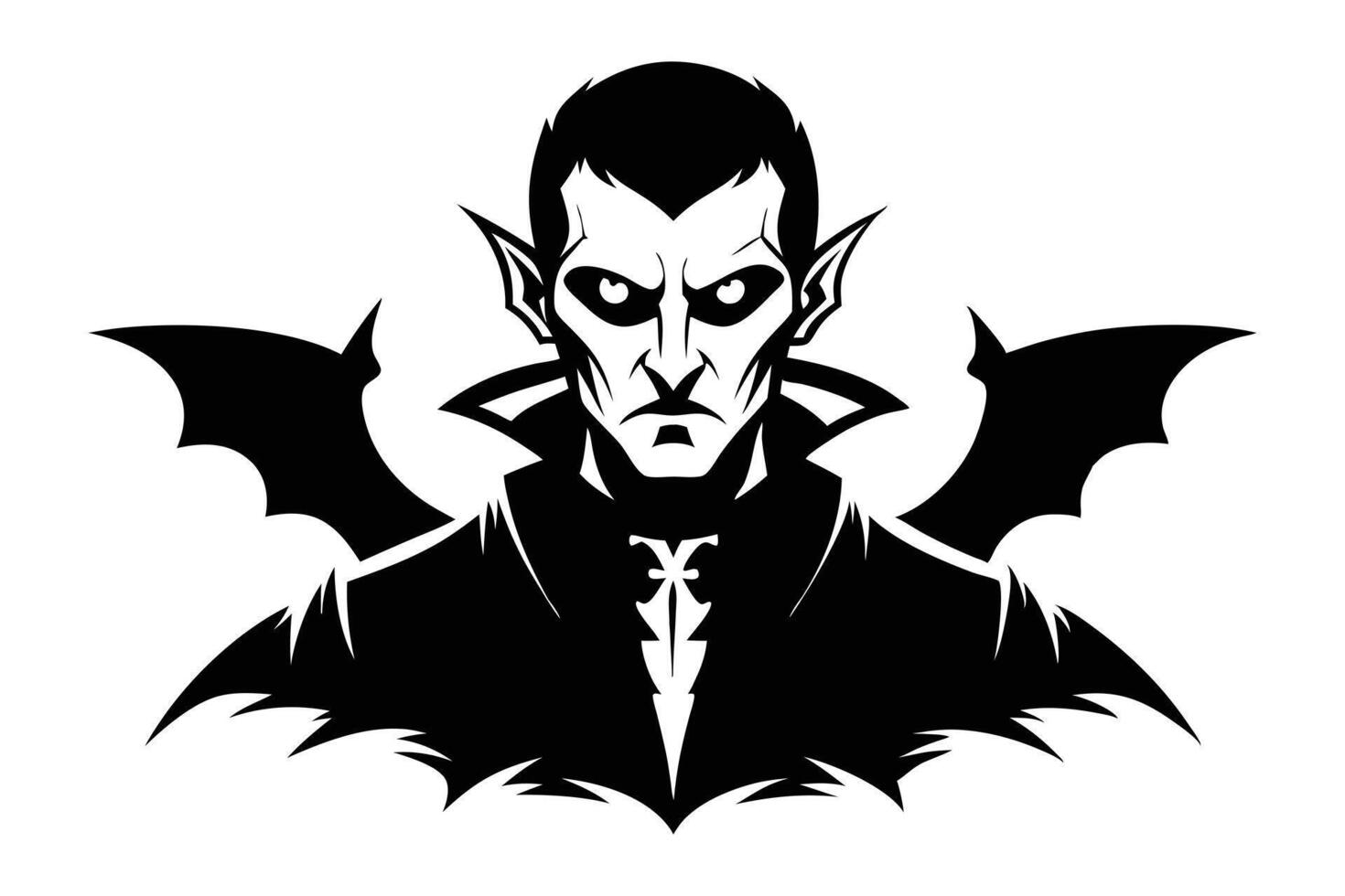 Black Halloween Vampire Silhouette for Invitations and Scary Scenes vector