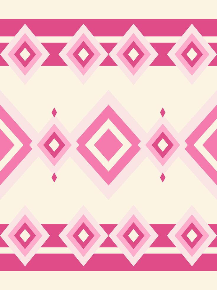 Traditional Pink Fuchsia Beautiful Ornament Dimond Florals Geometric Pattern Tribal Design. Elaborate Ethnic Needlecraft Silk Weaves Less is more but Look Classy Expensive Border Fashion Apparel Silk vector
