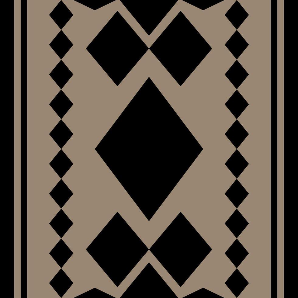 Minimal Geometric Diamond Pattern Striped Border Pattern with Mystery Black Ornament On Coffee Brown Background. Less is More but still Classic and Elegance for Fabric Decor Clothes Carpet Embroidery vector