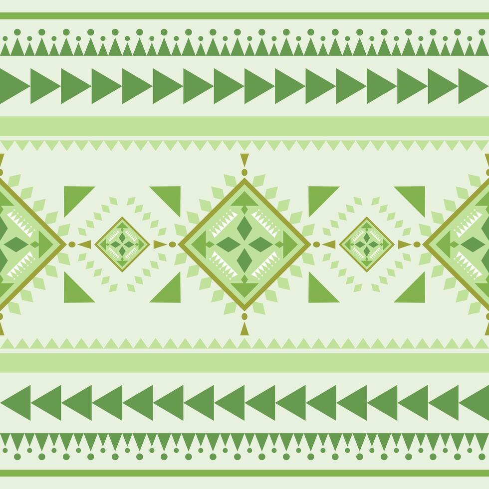 Ethnic Motif Green Abstract Nature Inspired Concept Geometric Decoration Pattern illustration Triangle Diamond Square Native Tribal Floral Border as Embroidery Silk Handicraft Greek Homespun Bedding vector