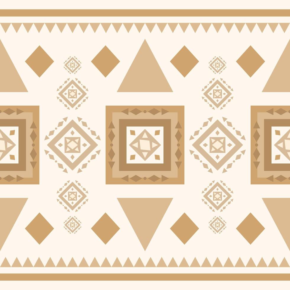 Traditional Luxor Brown Brick Pattern with Geometric Design on Light Beige Background. Ancient Ethnic Square Tribal Triangle Border Old World Decoration Style for Wallpaper Tiles Floor Bedding Mosaic vector