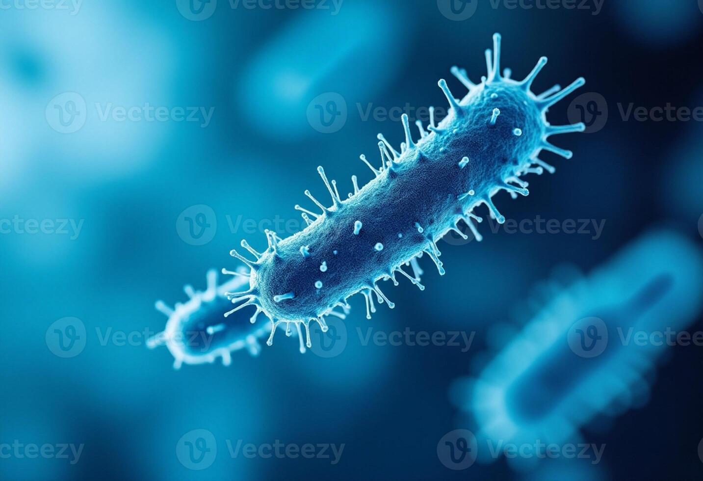 Rod Bacteria and Virus in 3D Floating Scene photo