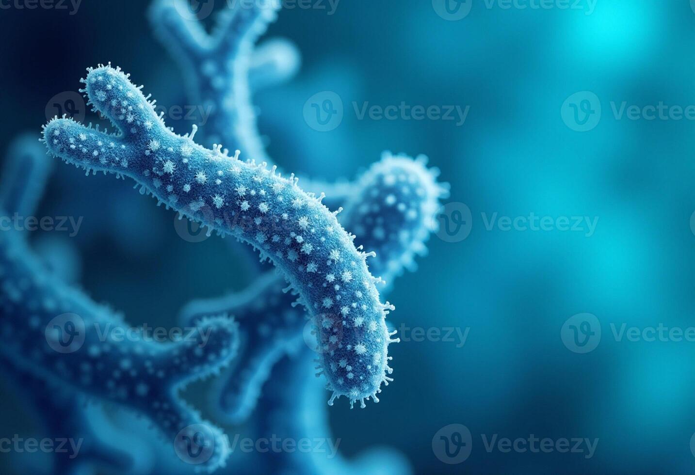 Close-Up 3D Render of Blue Bacterial Strain photo
