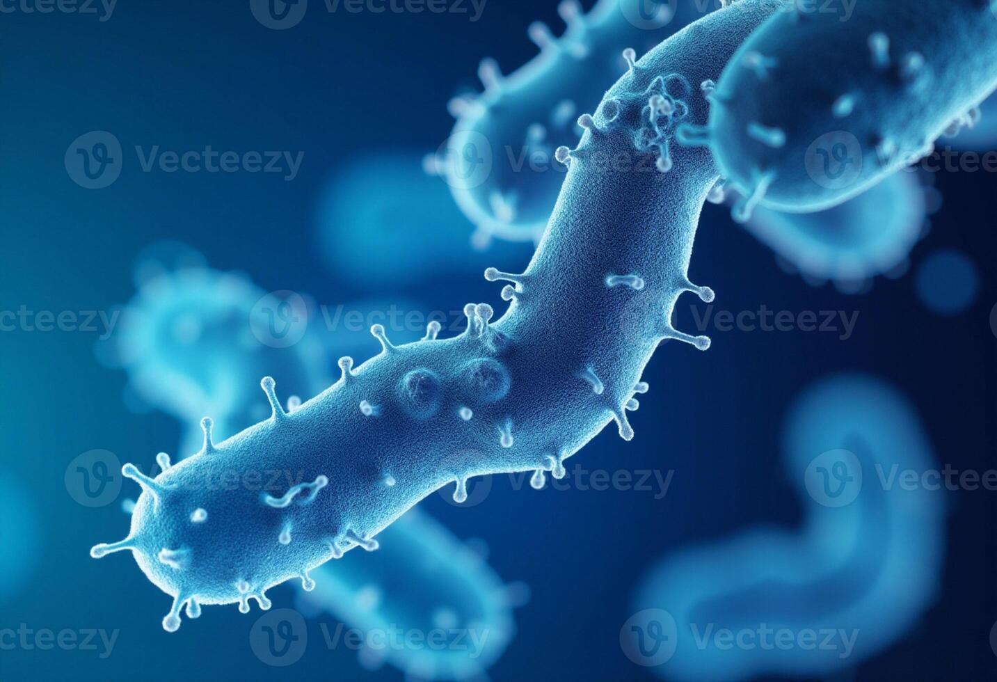 Blue Virus Cell in High-Detail 3D Render photo
