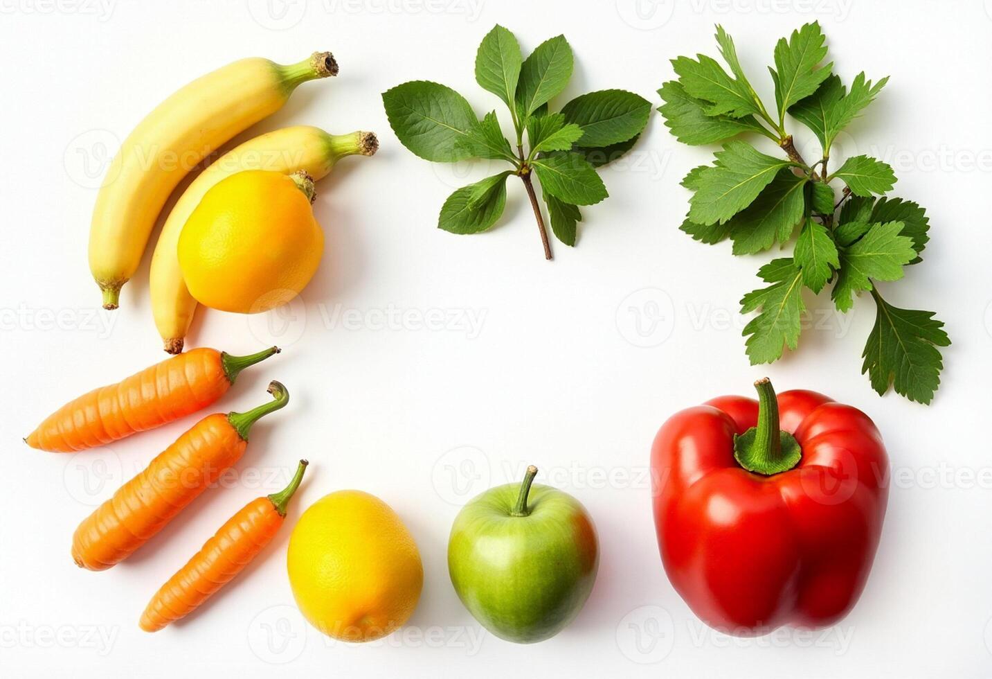 Colorful Fresh Vegetables Arranged in Frame photo