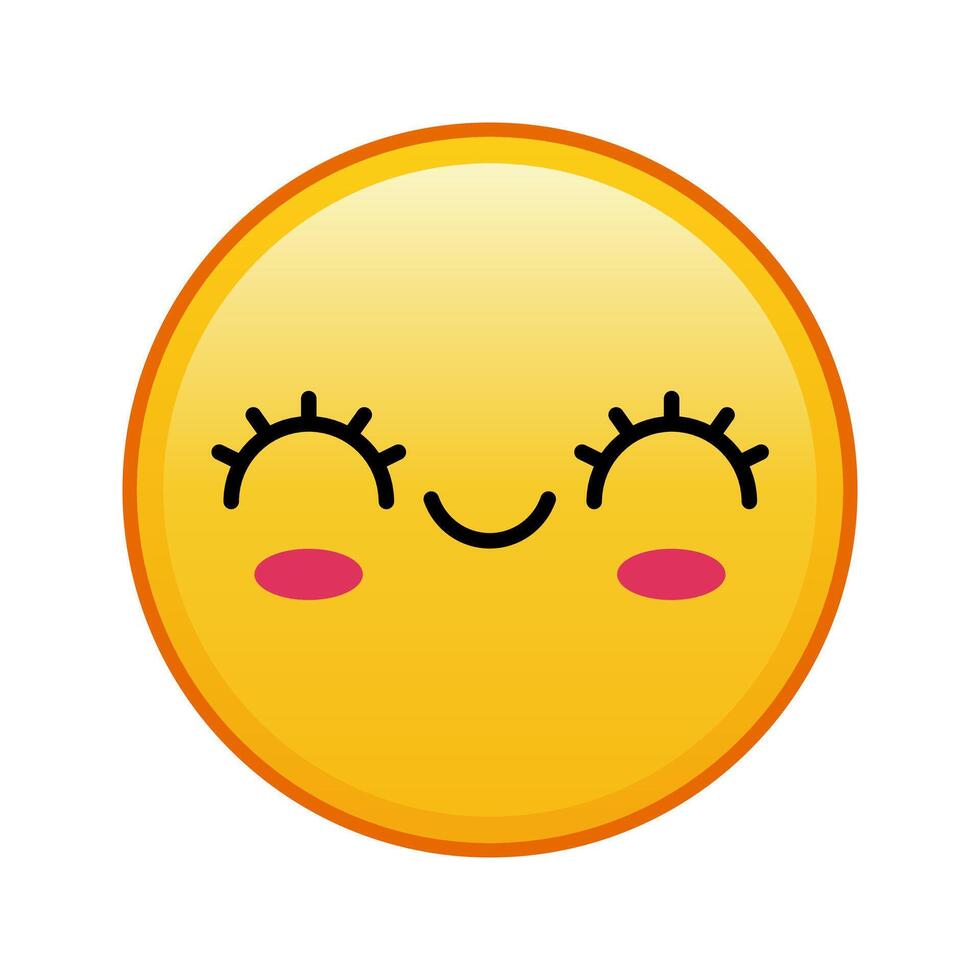 Kawaii yellow emoji with happy eyes Large size of yellow emoji vector