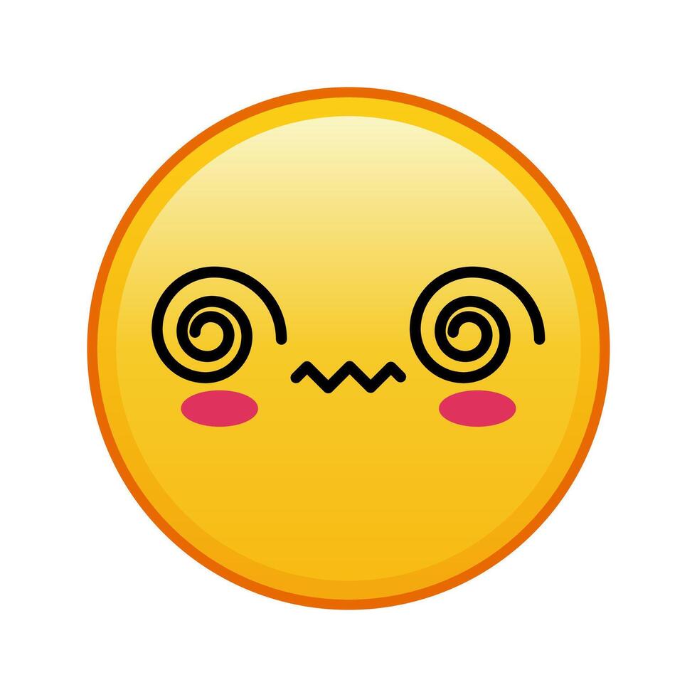 Kawaii yellow emoji with spiral eyes face Large size of yellow emoji vector