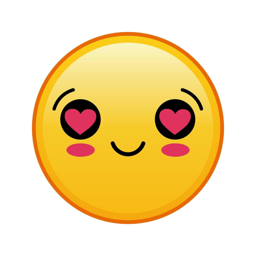 Kawaii yellow emoji with hearts in eyes face Large size of yellow emoji vector