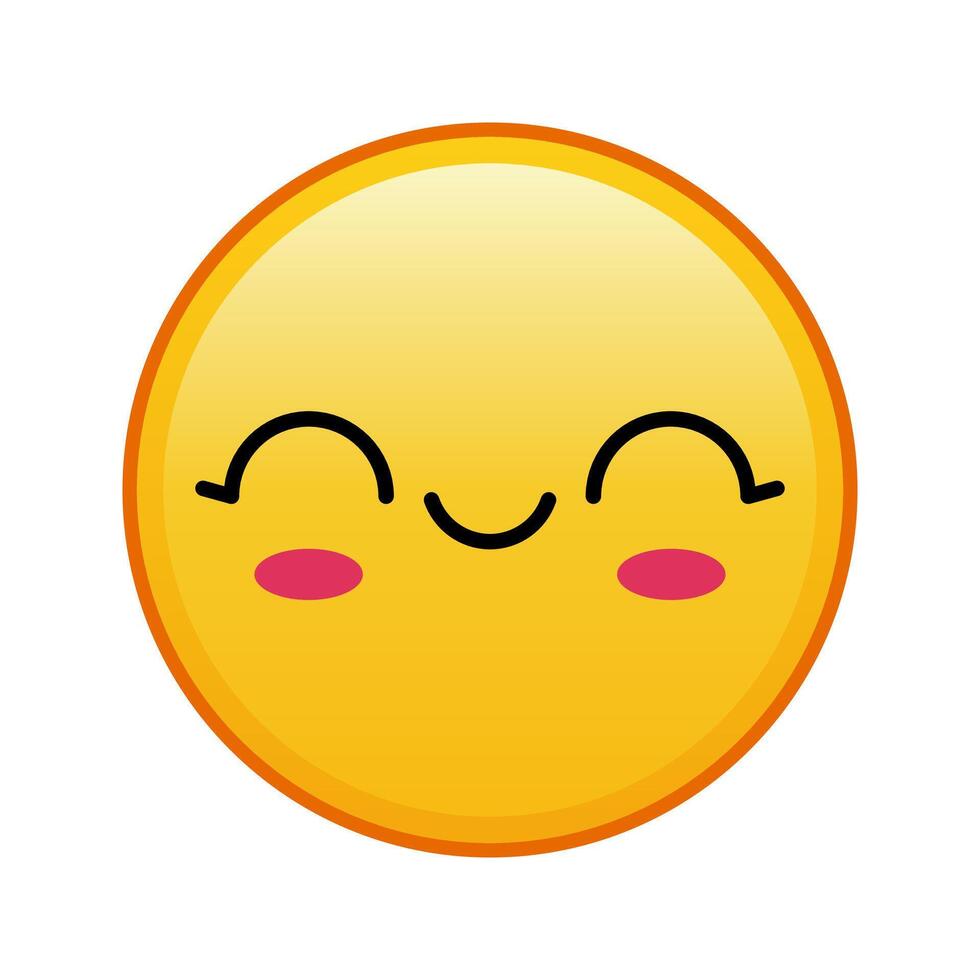 Kawaii yellow emoji with happy face with closed eyes Large size of yellow emoji vector