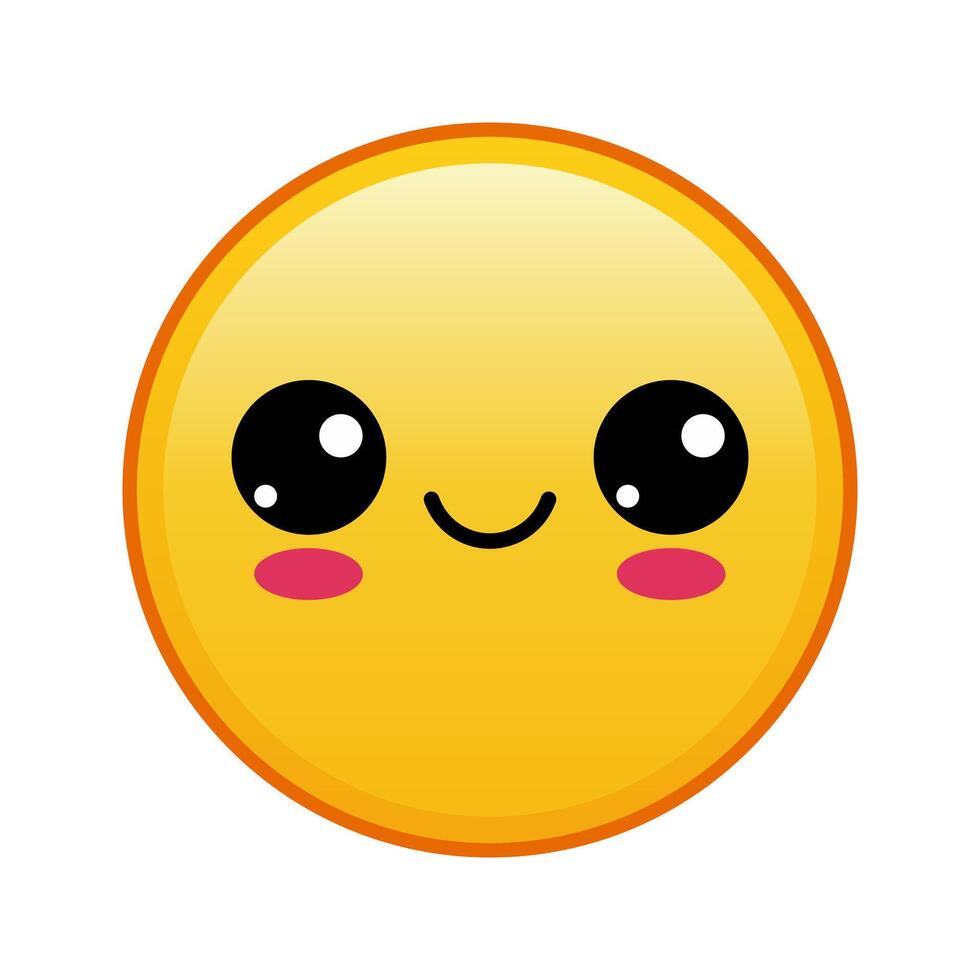 Kawaii yellow emoji with happy face Large size of yellow emoji vector