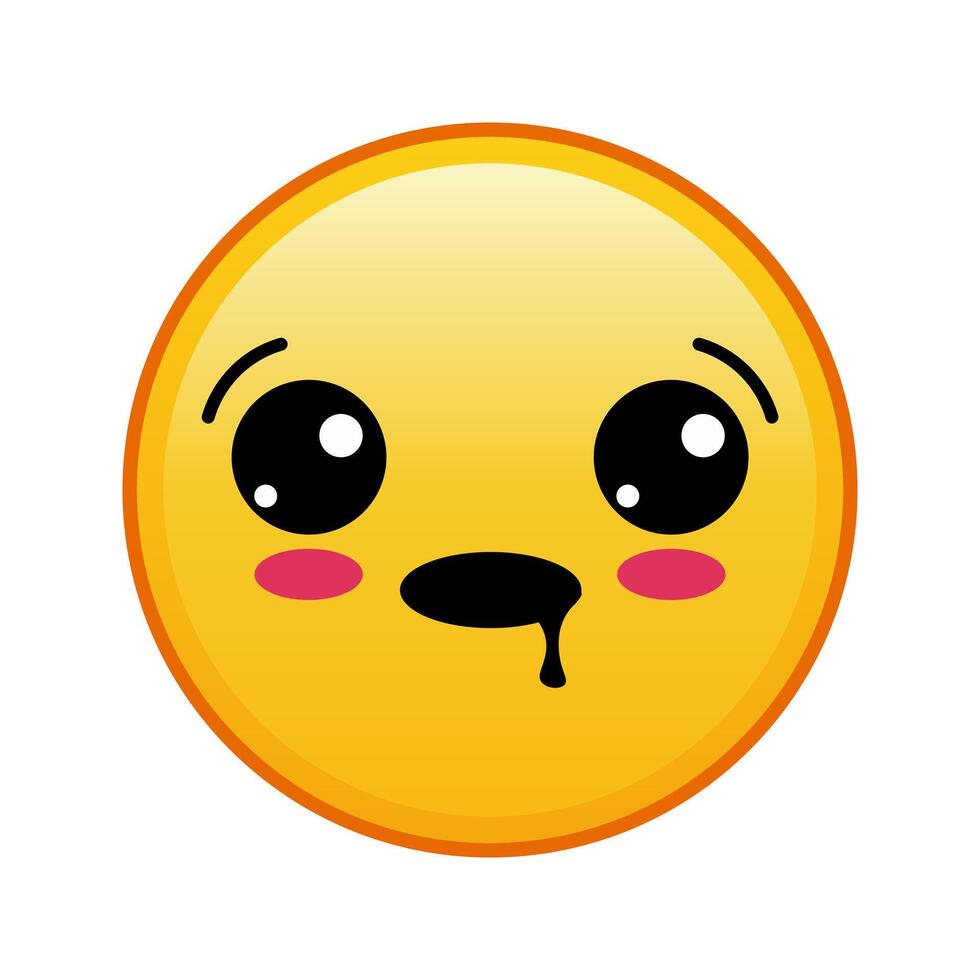 Kawaii yellow emoji with drooling face Large size of yellow emoji vector
