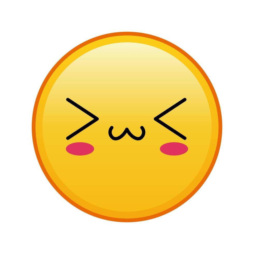 Kawaii yellow emoji with contented face with closed eyes Large size of yellow emoji vector