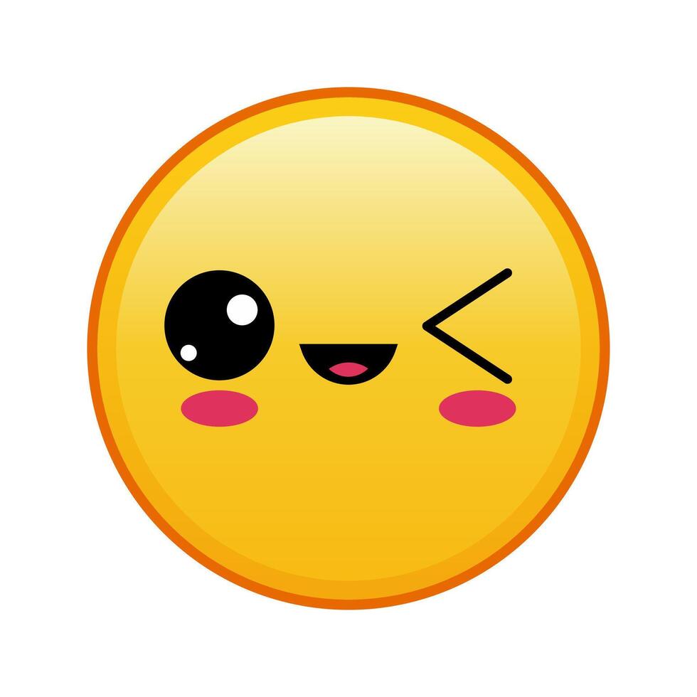 Kawaii yellow emoji with winking face Large size of yellow emoji vector