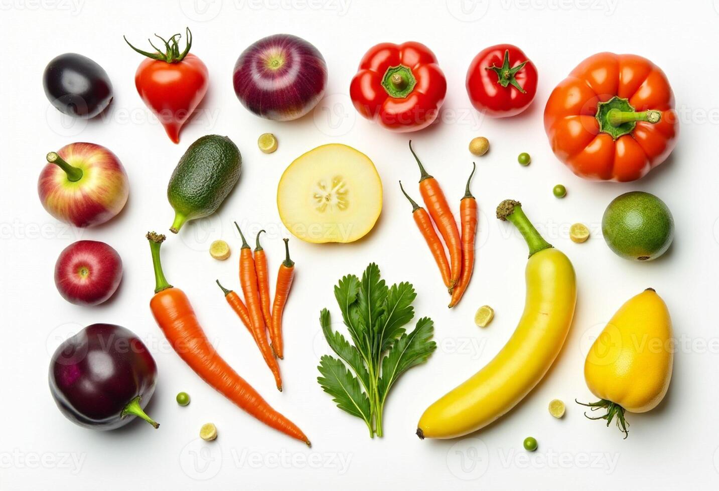 Colorful Veggie Frame with Healthy Organic Produce photo