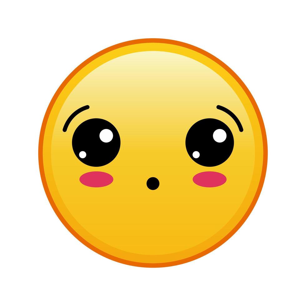 Kawaii yellow emoji with surprised face Large size of yellow emoji vector