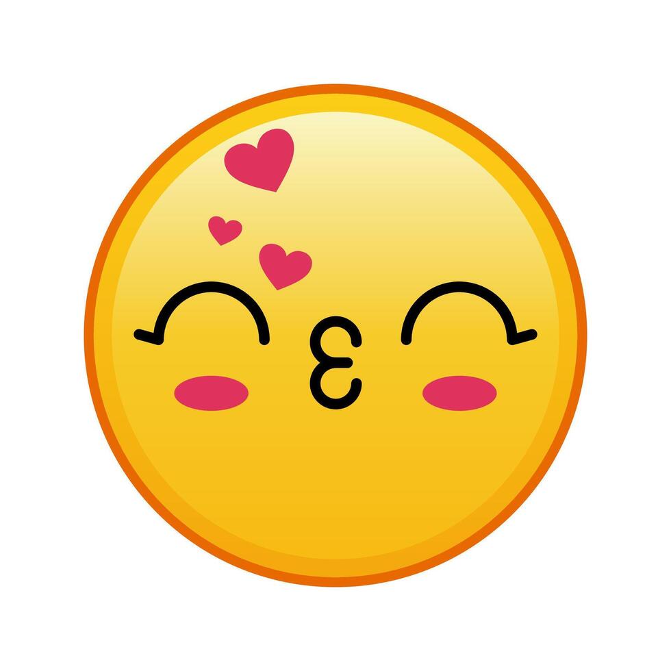 Kawaii yellow emoji with kiss with closed eyes Large size of yellow emoji vector