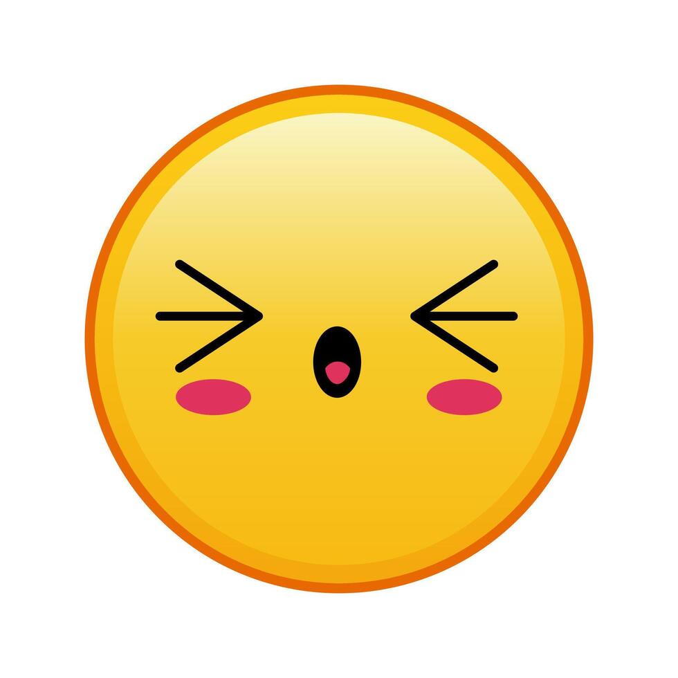 Kawaii yellow emoji with open mouth face Large size of yellow emoji vector