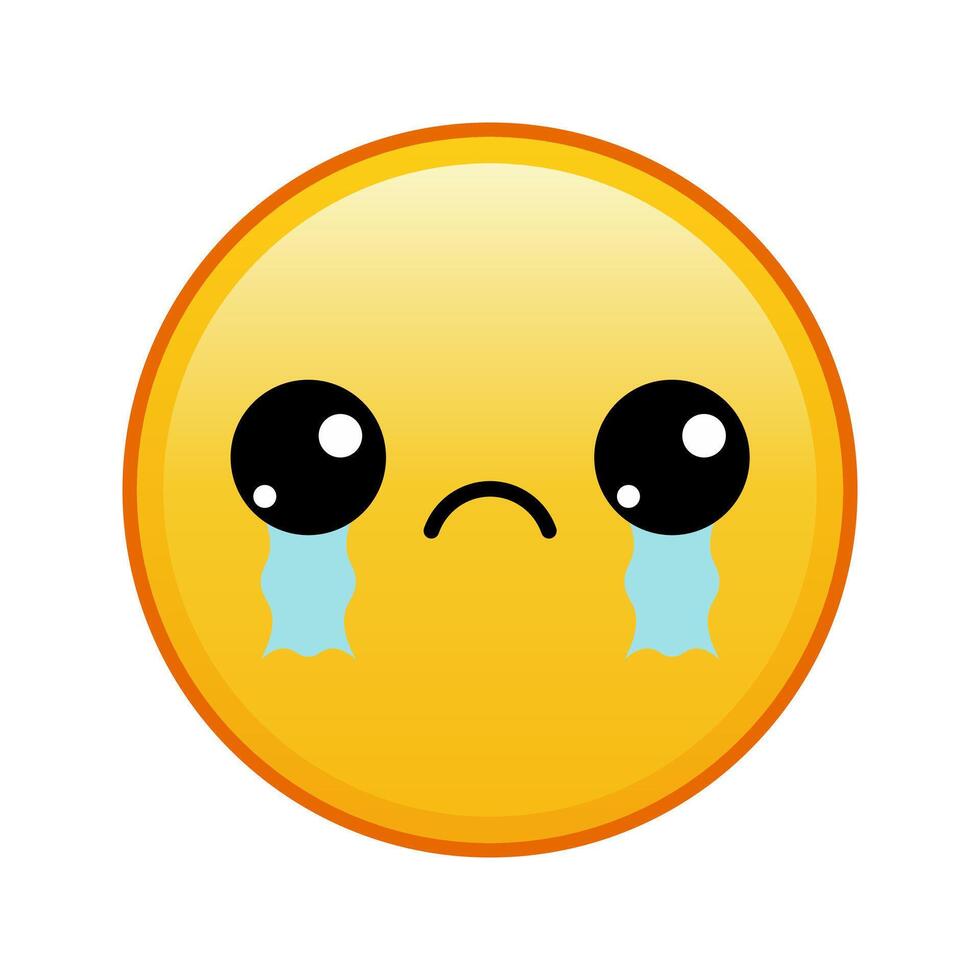 Kawaii yellow emoji with crying eyes face Large size of yellow emoji vector